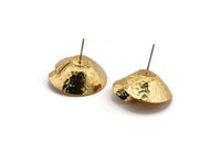 Gold Flower Earring, 2 Gold Plated Brass Flower Stud Earrings (24mm) N1132 H0502