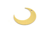 Brass Moon Charm, 12 Raw Brass Crescent Moon Charms With 1 Hole (20.5x6x0.60mm) A5186