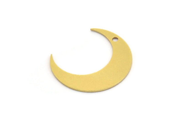 Brass Moon Charm, 12 Raw Brass Crescent Moon Charms With 1 Hole (20.5x6x0.60mm) A5186