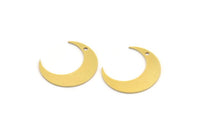Brass Moon Charm, 12 Raw Brass Crescent Moon Charms With 1 Hole (20.5x6x0.60mm) A5186