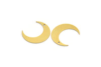 Brass Moon Charm, 12 Raw Brass Crescent Moon Charms With 1 Hole (20.5x6x0.60mm) A5186