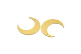 Brass Moon Charm, 12 Raw Brass Crescent Moon Charms With 1 Hole (20.5x6x0.60mm) A5186