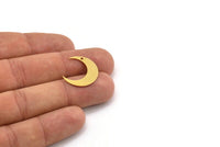 Brass Moon Charm, 12 Raw Brass Crescent Moon Charms With 1 Hole (20.5x6x0.60mm) A5186