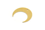 Brass Moon Charm, 12 Raw Brass Crescent Moon Charms With 1 Hole (20.5x6x0.60mm) A5156