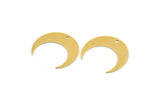 Brass Moon Charm, 12 Raw Brass Crescent Moon Charms With 1 Hole (20.5x6x0.60mm) A5156