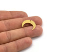 Brass Moon Charm, 12 Raw Brass Crescent Moon Charms With 1 Hole (20.5x6x0.60mm) A5156