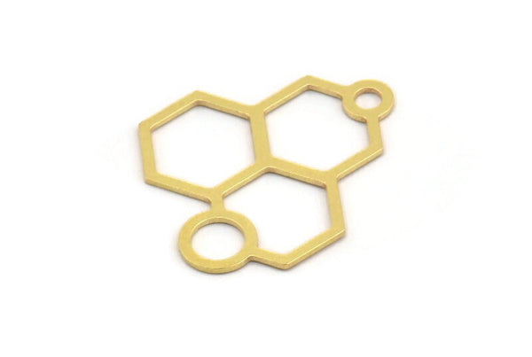 Pirinç Altıgen Charm, 1 Döngülü 24 Ham Pirinç Altıgen Şekilli Charm, Küpe Parçaları, Geometrik Charmlar (26x21x0,60 mm) A5202