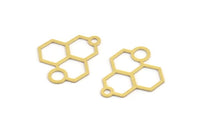 Pirinç Altıgen Charm, 1 Döngülü 24 Ham Pirinç Altıgen Şekilli Charm, Küpe Parçaları, Geometrik Charmlar (26x21x0,60 mm) A5202
