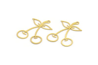 Brass Fruit Charm, 24 Raw Brass Cherry Shaped Charms With 1 Loop, Findings (29x22x0.60mm) A5200