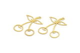 Brass Fruit Charm, 24 Raw Brass Cherry Shaped Charms With 1 Loop, Findings (29x22x0.60mm) A5200
