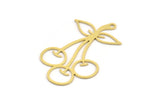 Brass Fruit Charm, 12 Raw Brass Cherry Shaped Charms With 1 Loop, Findings (36x22.5x0.60mm) A5201