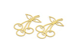 Brass Fruit Charm, 12 Raw Brass Cherry Shaped Charms With 1 Loop, Findings (36x22.5x0.60mm) A5201