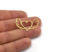 Brass Heart Charm, 12 Raw Brass Heart Shaped Charms With 1 Loop, Findings, Pendants (24x36x0.60mm) A5191