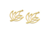 Brass Leaf Charm, 24 Raw Brass Leaf Charms With 1 Loop, Charm Pendants (29x22x0.60mm) A5194