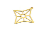 Brass Star Charm, 12 Raw Brass North Star Charms With 1 Loop, Findings (34x32x0.60mm) A5198