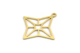 Brass Star Charm, 24 Raw Brass North Star Charms With 1 Loop, Findings (26x24.5x0.60mm) A5189