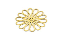 Brass Daisy Charm, 10 Raw Brass Flower Charms, Brass Flowers (30x0.60mm) A4627
