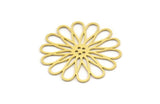 Brass Daisy Charm, 10 Raw Brass Flower Charms, Brass Flowers (30x0.60mm) A4627