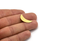 Brass Moon Blank, 12 Raw Brass Crescent Moon Shaped Blanks, Findings (24x8x0.60mm) A4676
