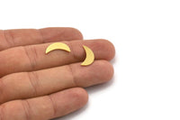 Brass Moon Blank, 24 Raw Brass Crescent Moon Shaped Blanks, Findings (16x5x0.60mm) A4694