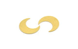 Brass Moon Blank, 12 Raw Brass Crescent Moon Blanks, Brass Blanks (18x7x0.60mm) A4686