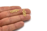 Brass Leaf Charm, 24 Raw Brass Leaf Shaped Charms, Findings (27x9x0.60mm) A4691