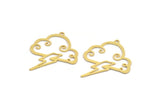 Brass Cloud Charm, 12 Raw Brass Cloud And Lightning Shaped Charms With 1 Loop, Findings (32x27.5x0.60mm) A5206