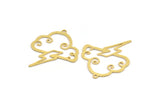 Brass Cloud Charm, 12 Raw Brass Cloud And Lightning Shaped Charms With 1 Loop, Findings (32x27.5x0.60mm) A5206