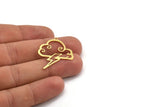 Brass Cloud Charm, 12 Raw Brass Cloud And Lightning Shaped Charms With 1 Loop, Findings (32x27.5x0.60mm) A5206