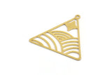 Brass Triangle Charm, 8 Raw Brass Triangle Shaped Charms With 1 Loop (31x32x0.60mm) A5199