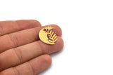 Brass Leaf Charm, 8 Raw Brass Leaf Charms With 1 Loop, Charm Pendants (26x19x0.60mm) A4744