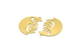 Brass Leaf Charm, 8 Raw Brass Leaf Charms With 1 Loop, Charm Pendants (26x19x0.60mm) A4744