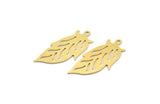 Brass Leaf Charm, 12 Raw Brass Leaf Charms With 1 Loop, Findings (31x15x0.60mm) A4664