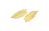 Brass Leaf Charm, 12 Raw Brass Leaf Charms With 1 Loop, Findings (31x15x0.60mm) A4664