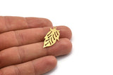 Brass Leaf Charm, 12 Raw Brass Leaf Charms With 1 Loop, Findings (31x15x0.60mm) A4664