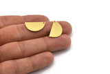 Semi Circle Charm, 12 Raw Brass Half Moon Charms With 1 Hole, Stamping Blanks (22x12x0.60mm) A4701