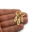 Brass Heart Charm, 6 Raw Brass Heart And Wings Charms With 1 Hole (47x26x0.60mm) A4682