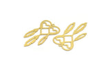 Brass Heart Charm, 6 Raw Brass Heart And Wings Charms With 1 Hole (47x26x0.60mm) A4682