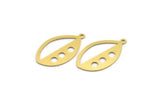 Brass Marquise Charm, 12 Raw Brass Marquise Charms With 1 Loop (27x16x0.60mm) A4666
