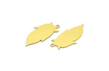 Brass Leaf Charm, 12 Raw Brass Leaf Charms With 1 Loop, Findings (31x15x0.60mm) A4690