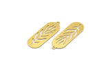 Brass Leaf Charm, 8 Raw Brass Oval Leaf Charms With 1 Loop, Charm Pendants (12x34x0.60mm) A4702