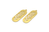 Brass Leaf Charm, 8 Raw Brass Oval Leaf Charms With 1 Loop, Charm Pendants (12x34x0.60mm) A4702