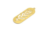 Brass Leaf Charm, 6 Raw Brass Oval Leaf Charms With 1 Loop, Charm Pendants (15x42x0.60mm) A4692