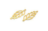 Brass Leaf Charm, 24 Raw Brass Leaf Charms With 1 Loop, Charm Pendants (32x12x0.60mm) A4775