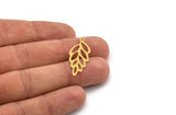 Brass Leaf Charm, 24 Raw Brass Leaf Charms With 1 Loop, Charm Pendants (32x12x0.60mm) A4775