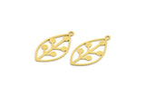 Brass Leaf Charm, 24 Raw Brass Leaf Charms With 1 Loop, Findings (27x14x0.60mm) A4728
