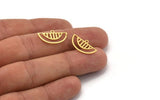 Semi Circle Charm, 24 Raw Brass Semi Circle Charms With 1 Loop, Pendant Charms (20x11x0.60mm) A4783