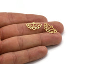 Semi Circle Charm, 24 Raw Brass Semi Circle Charms With 1 Loop, Pendant Charms (20x12x0.60mm) A4662