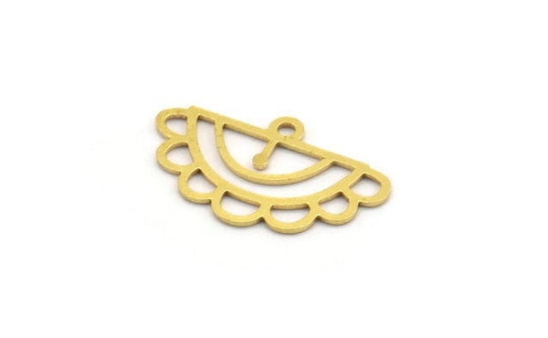 Semi Circle Charm, 24 Raw Brass Semi Circle Charms With 1 Loop, Pendant Charms (20x12x0.60mm) A4662