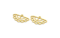 Semi Circle Charm, 24 Raw Brass Semi Circle Charms With 1 Loop, Pendant Charms (20x12x0.60mm) A4662